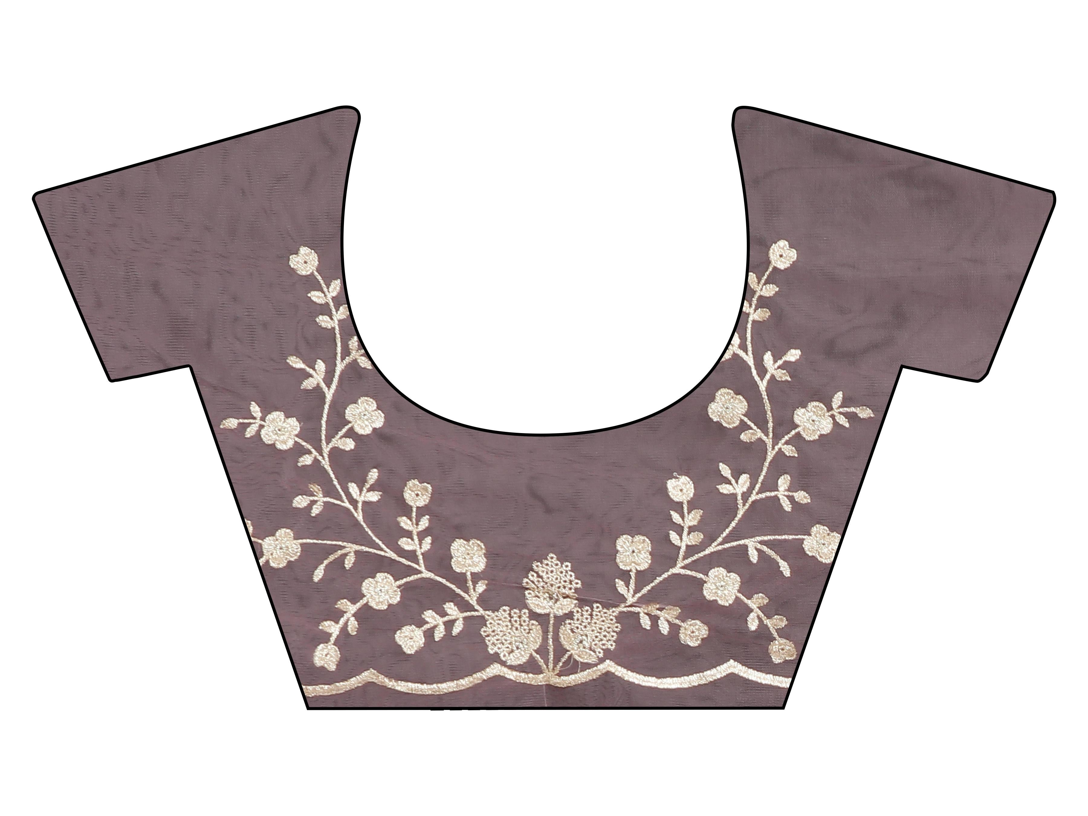 Pink colored embroidered net saree