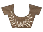 Brown colored embroidered net saree
