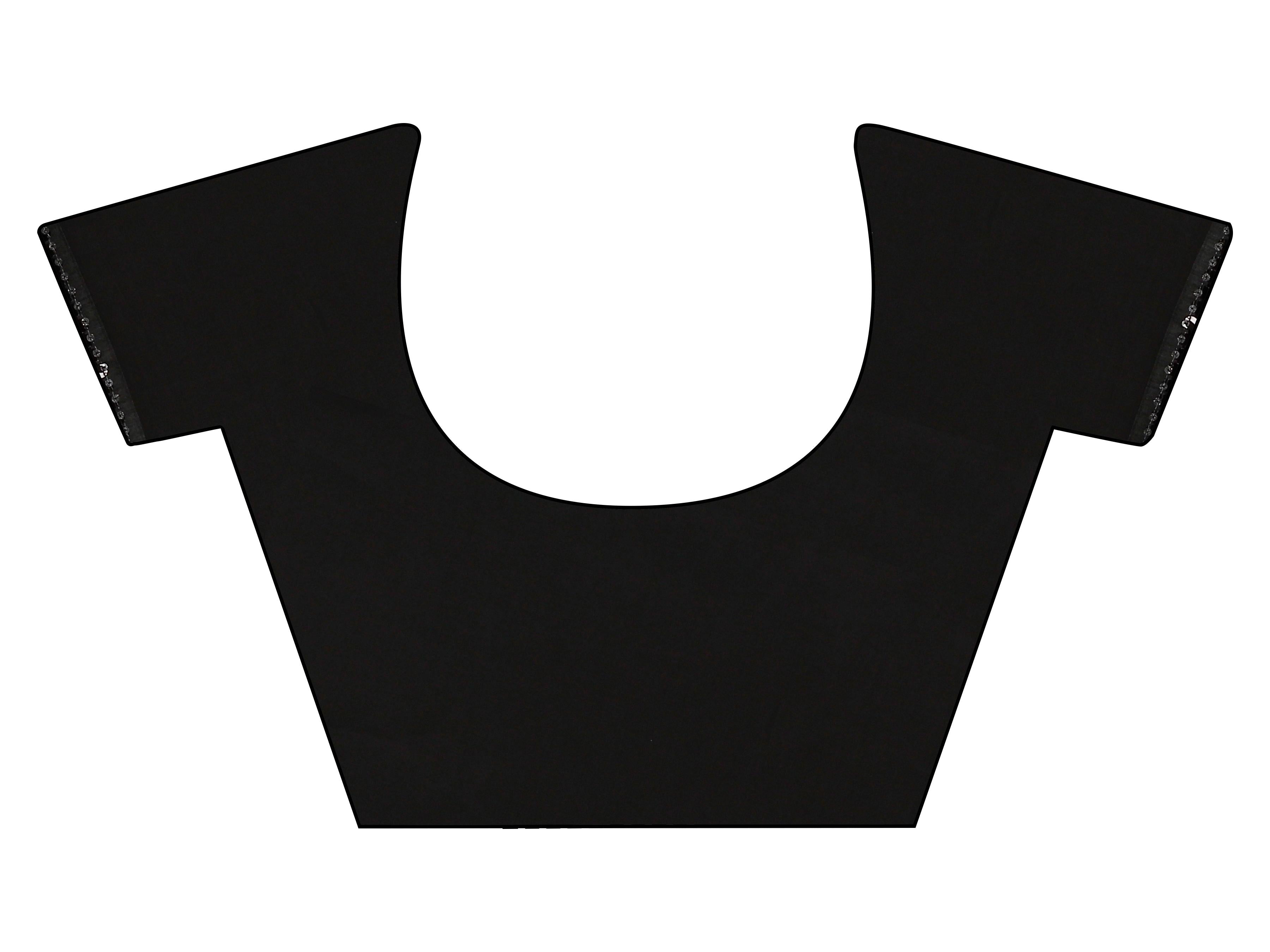 Black colored designer saree with sequence and beads embroidery on shoulder portion