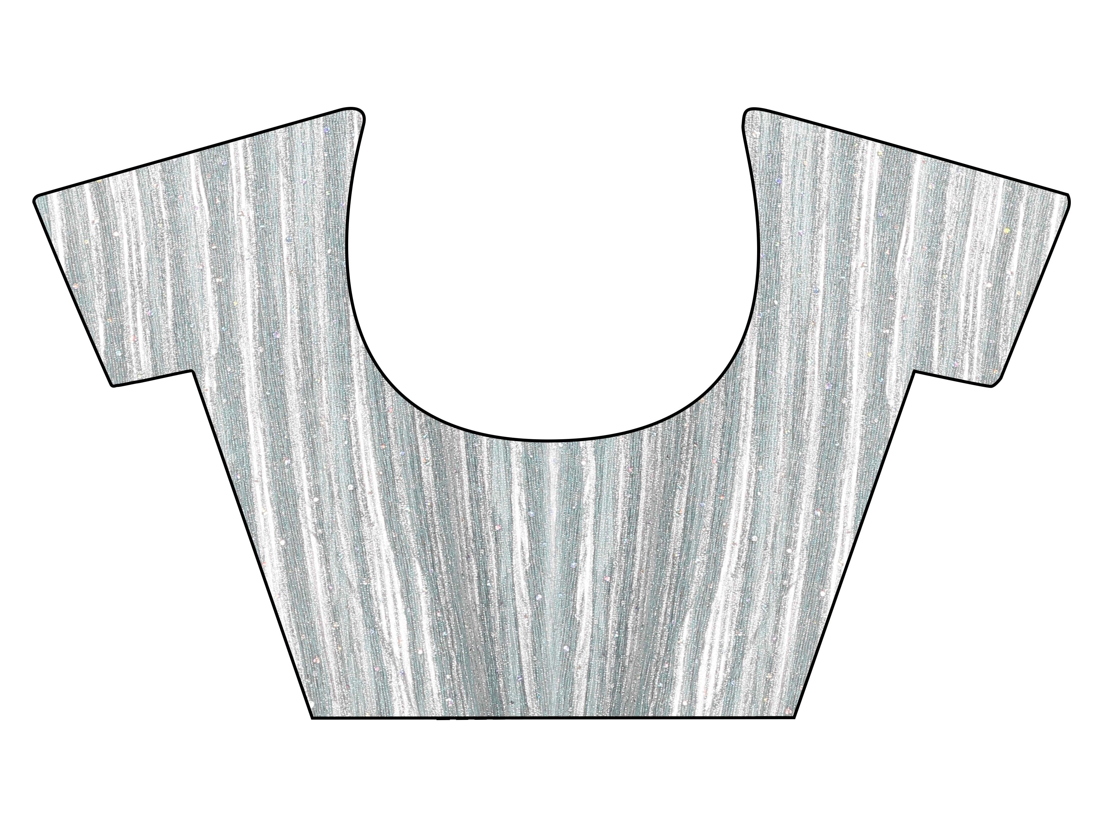 Blue colored designer satin half & half saree