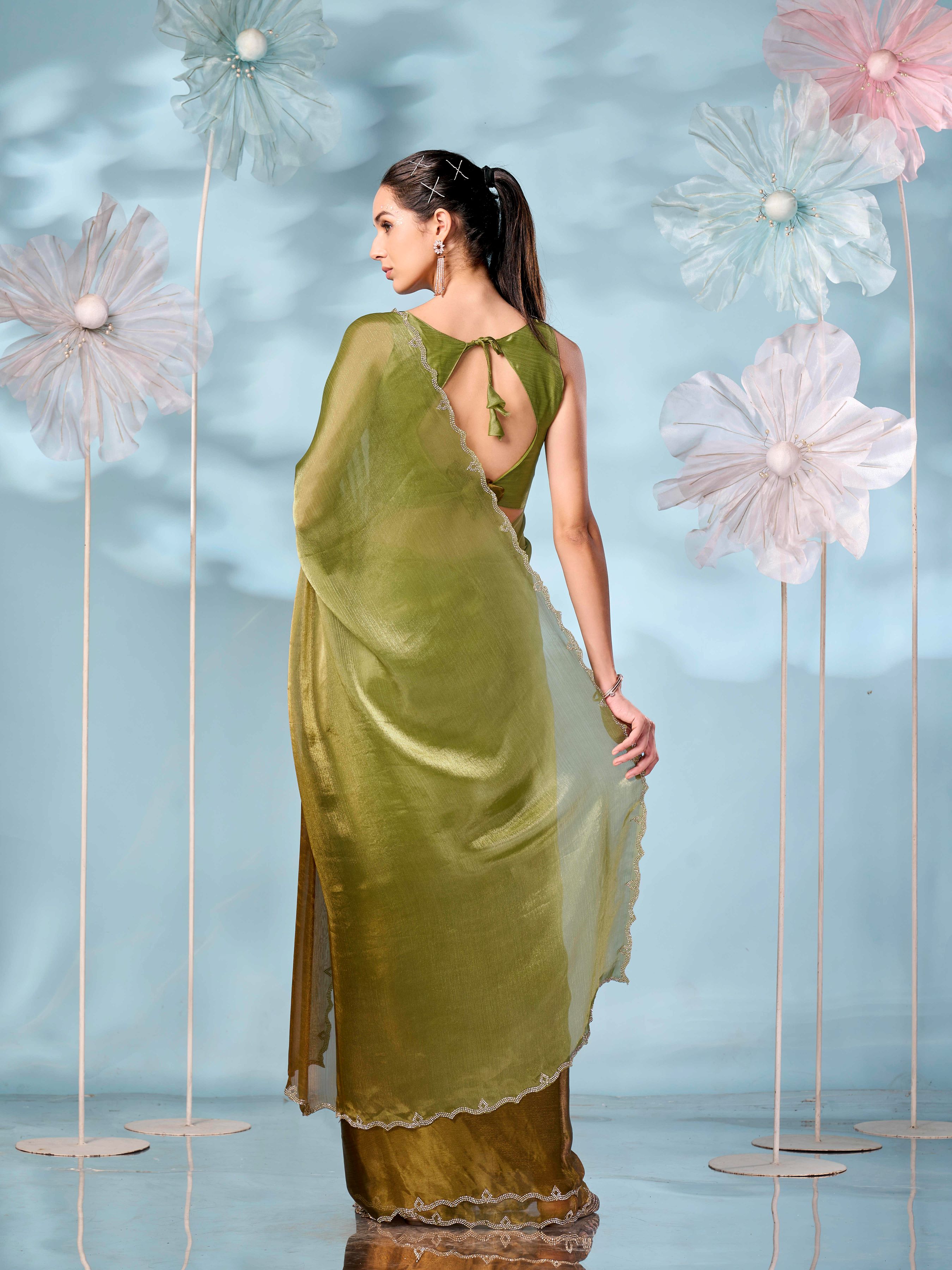 Ombre jimmy choo saree with swaroski border