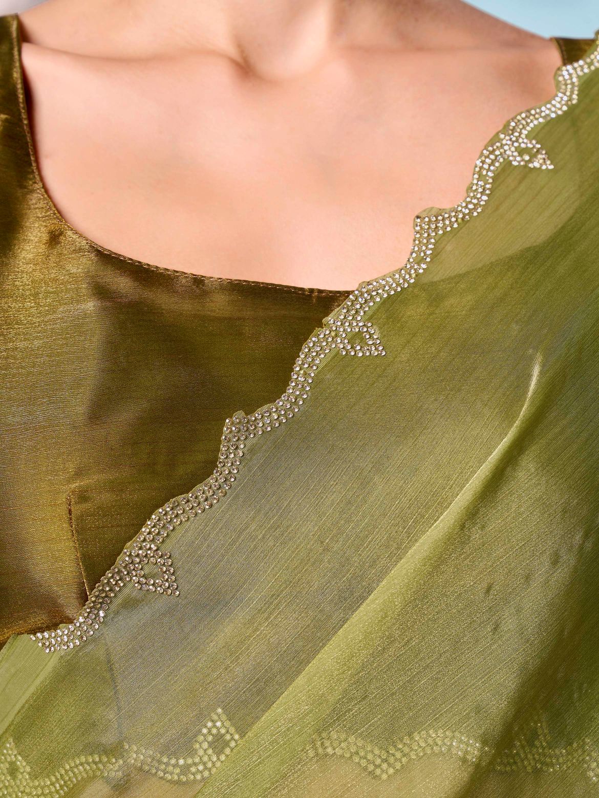 Ombre jimmy choo saree with swaroski border