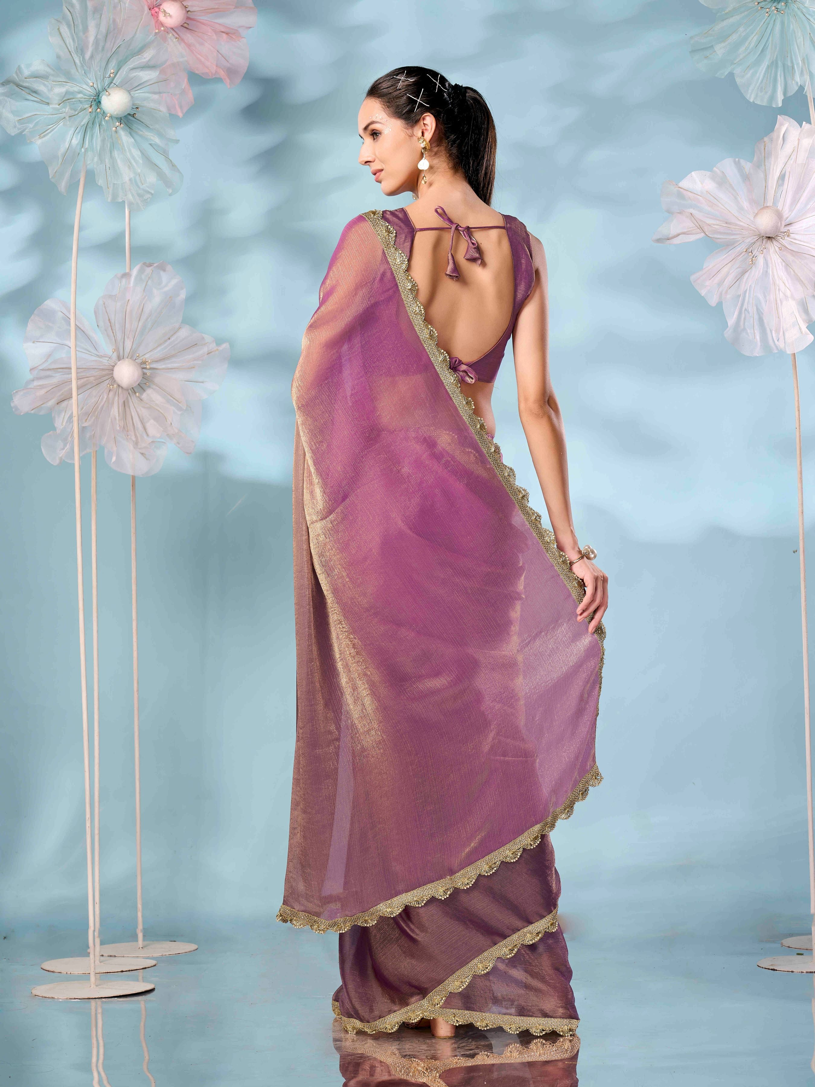 Ombre colored jimmy choo saree with embellished work