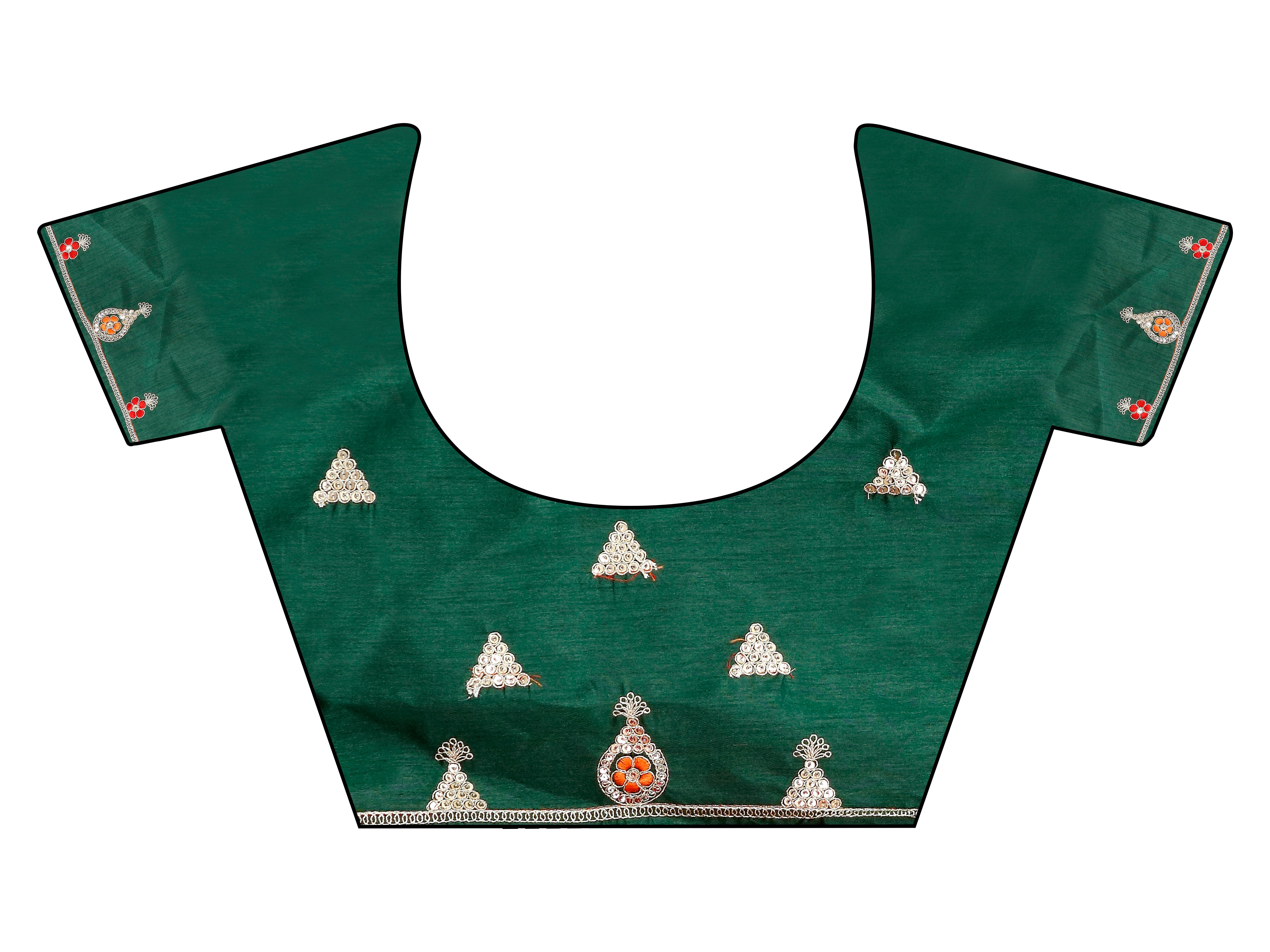 Rani colored bandhani printed embroidered saree