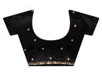 Black colored zari embroidered designer saree with tassles on pallu