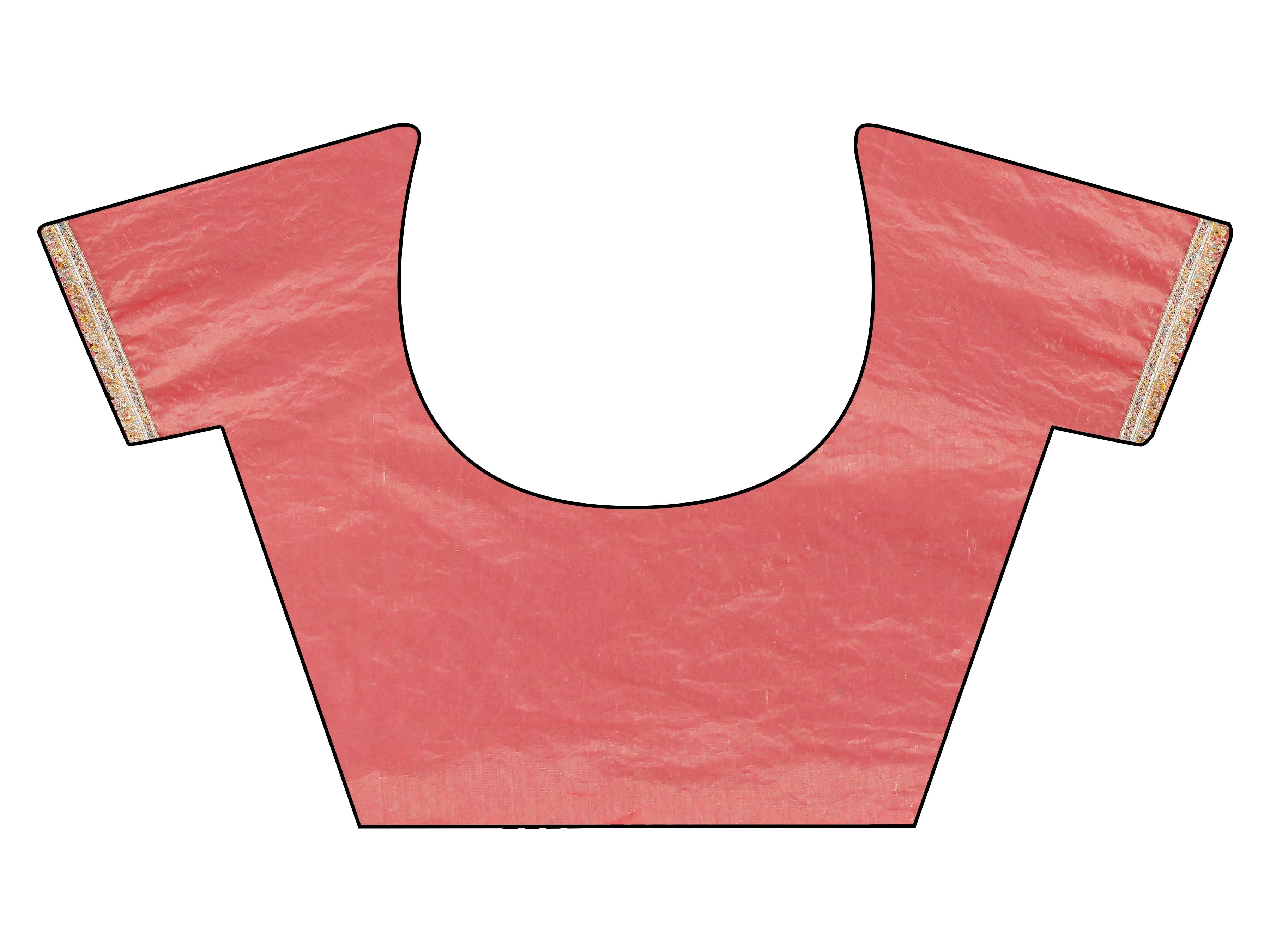 Pink and gold colored two tone jimmy choo saree with multicolor embellished lace border.