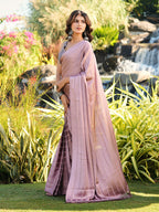 Ready to wear metallic pink saree with lycra blouse