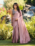 Ready to wear metallic pink saree with lycra blouse