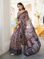 Ready to wear bagru print art silk saree