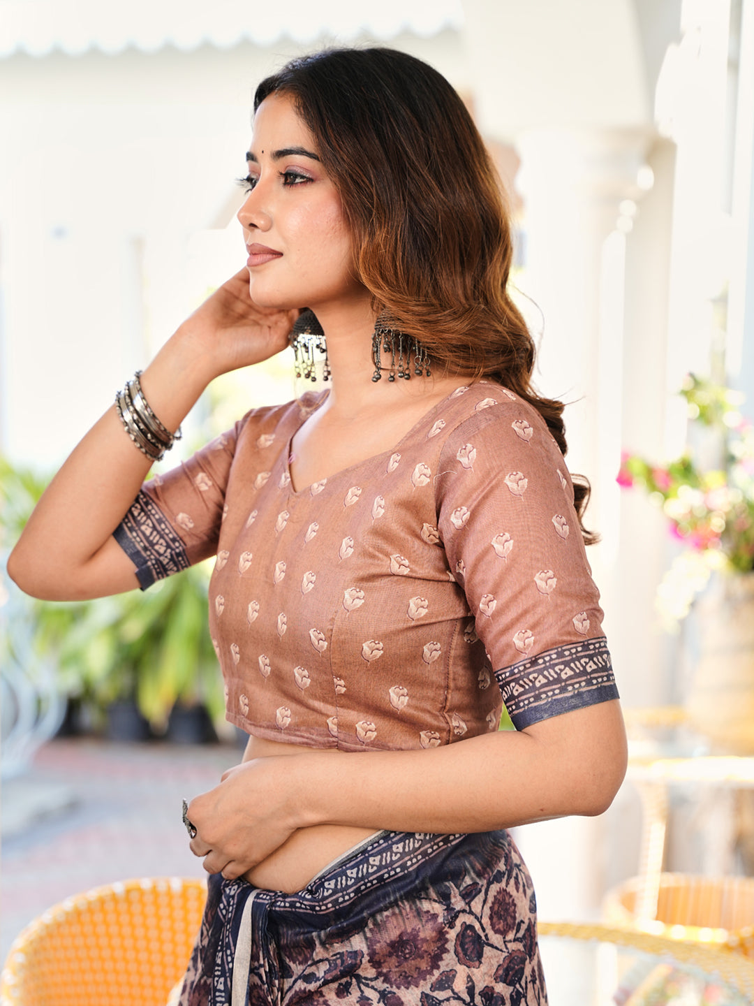 Ready to wear bagru print art silk saree