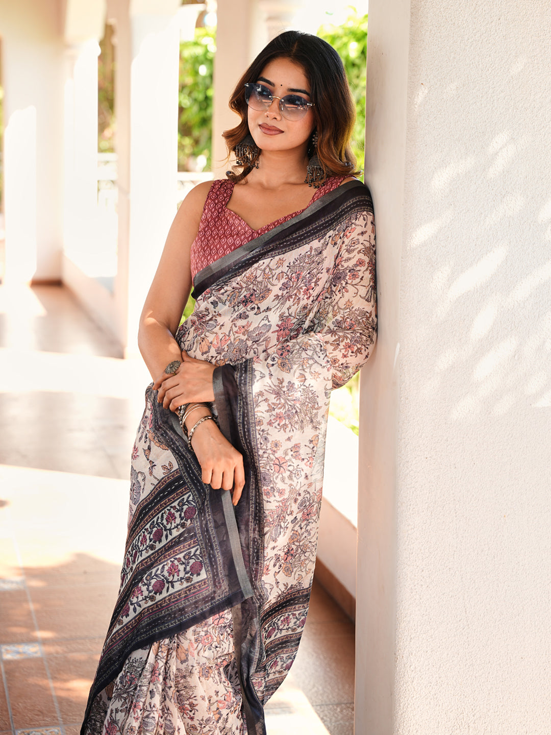 Ready to wear bagru print art silk saree
