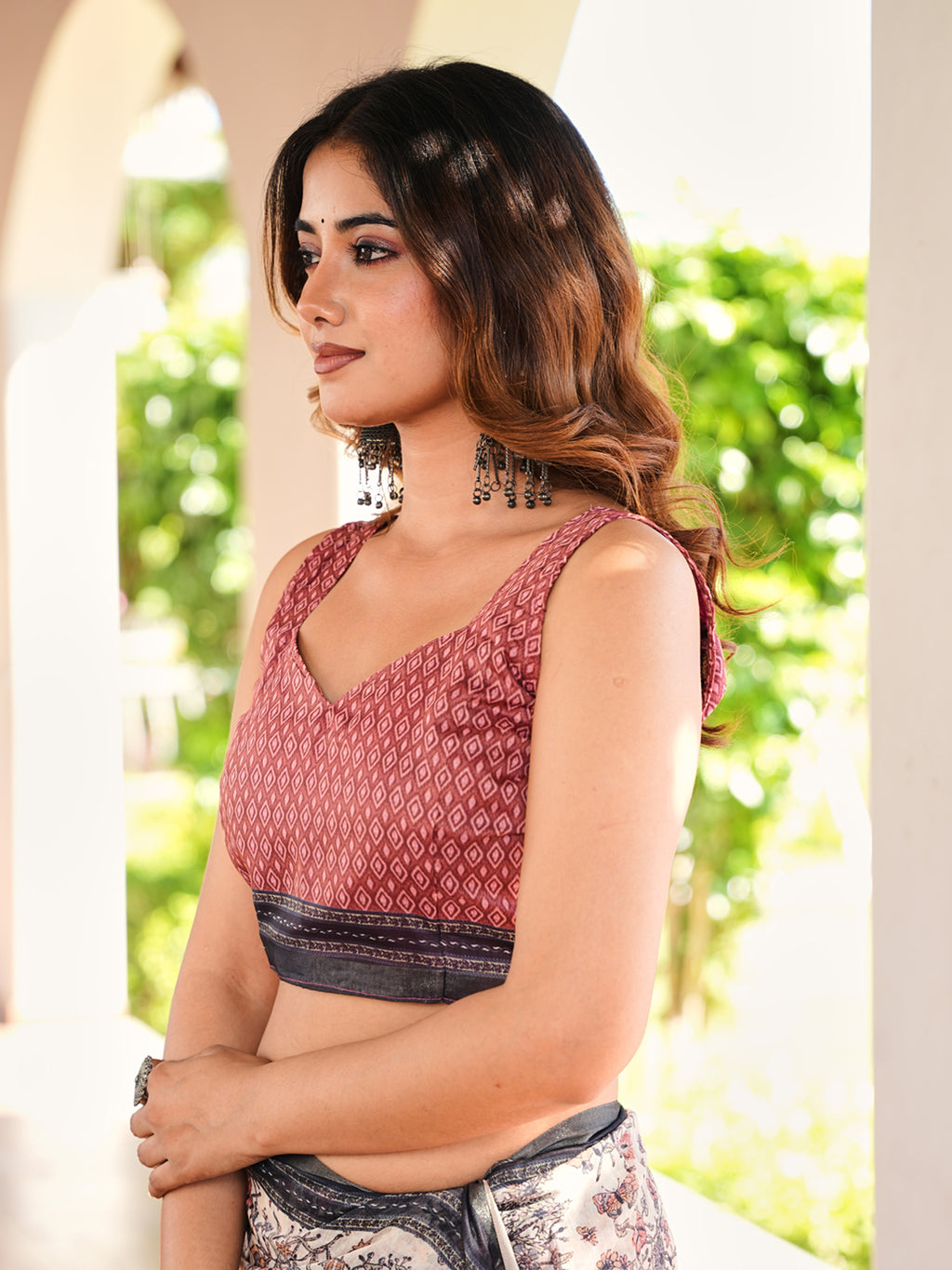 Ready to wear bagru print art silk saree