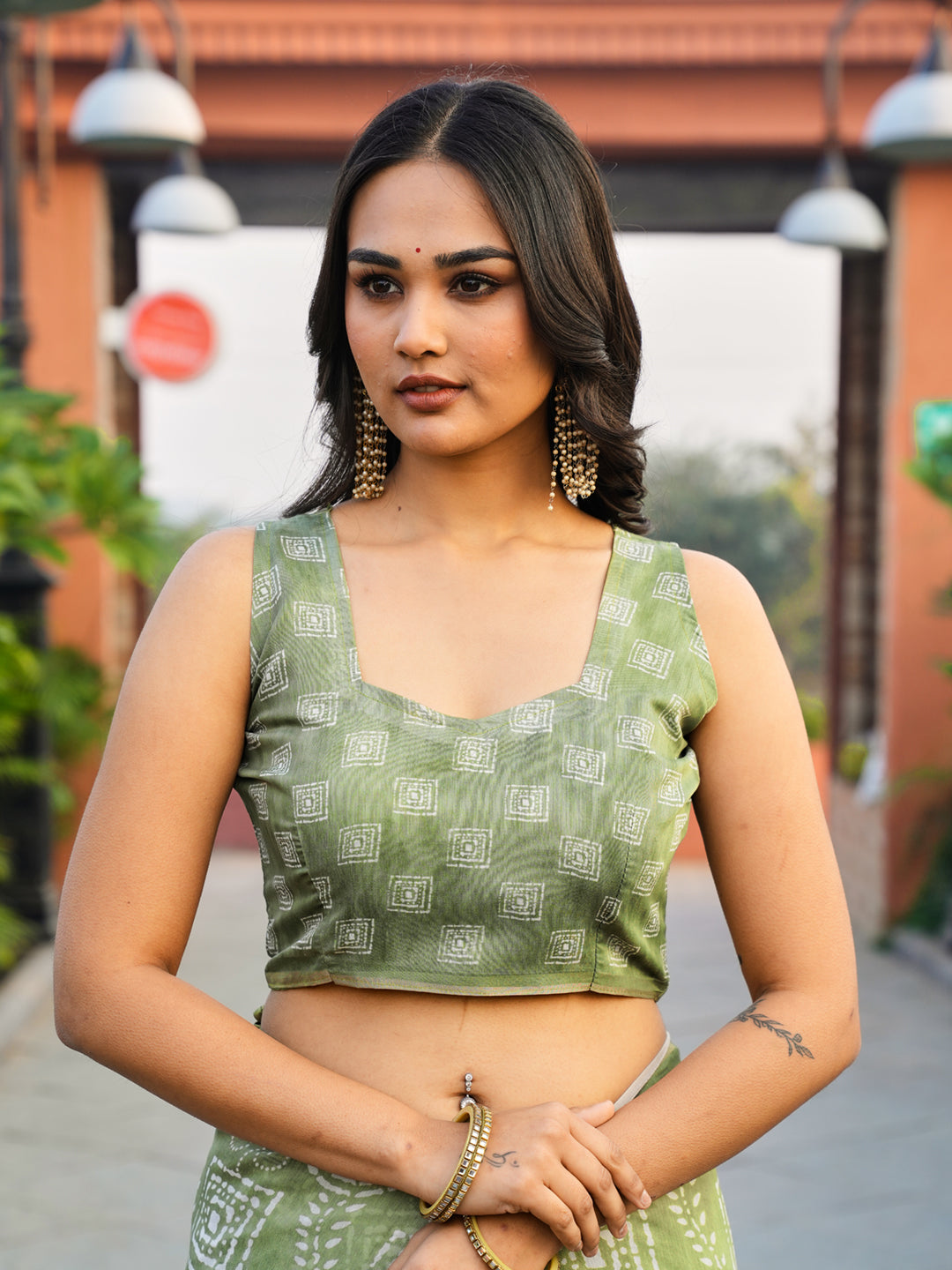 Ready to wear traditional printed cotton saree