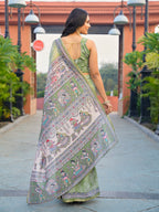 Ready to wear traditional printed cotton saree