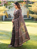 Ready to wear black color ajrak print saree