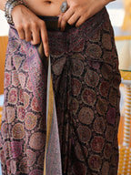 Ready to wear multicolred ajrak printed poly cotton saree