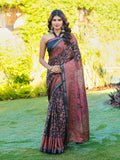 Ready to wear multicolred ajrak printed poly cotton saree