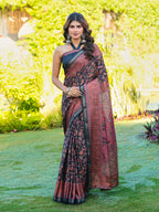 Ready to wear multicolred ajrak printed poly cotton saree