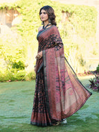 Ready to wear multicolred ajrak printed poly cotton saree