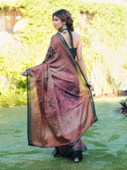 Ready to wear multicolred ajrak printed poly cotton saree