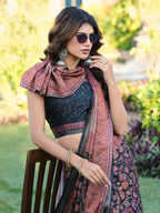 Ready to wear multicolred ajrak printed poly cotton saree