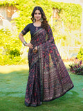 Ready to wear multicolred ajrak printed poly cotton saree