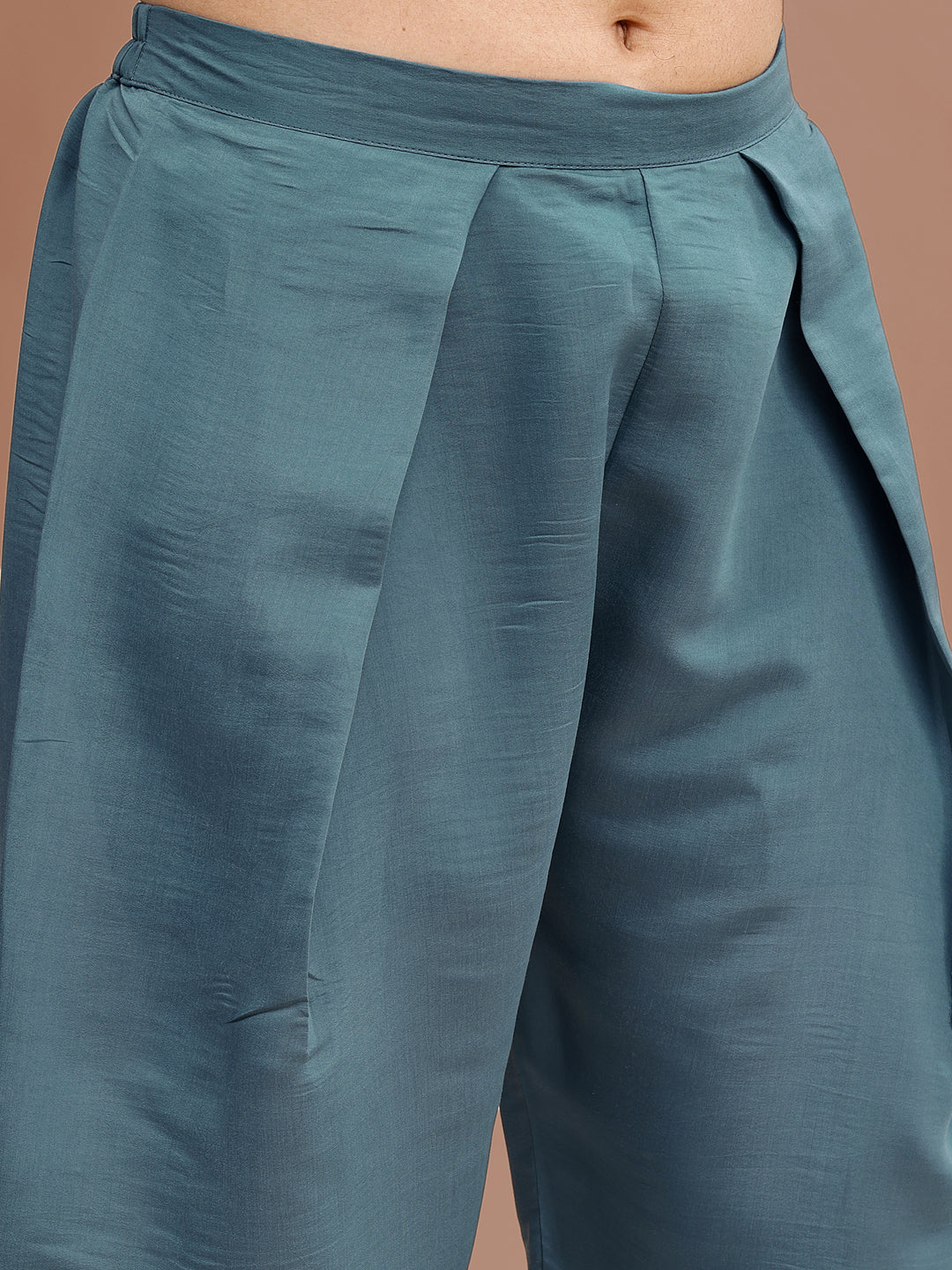 Sea Green Colored Silk Blend With Sequinns Work Tunic & Trouser Co-ord Set