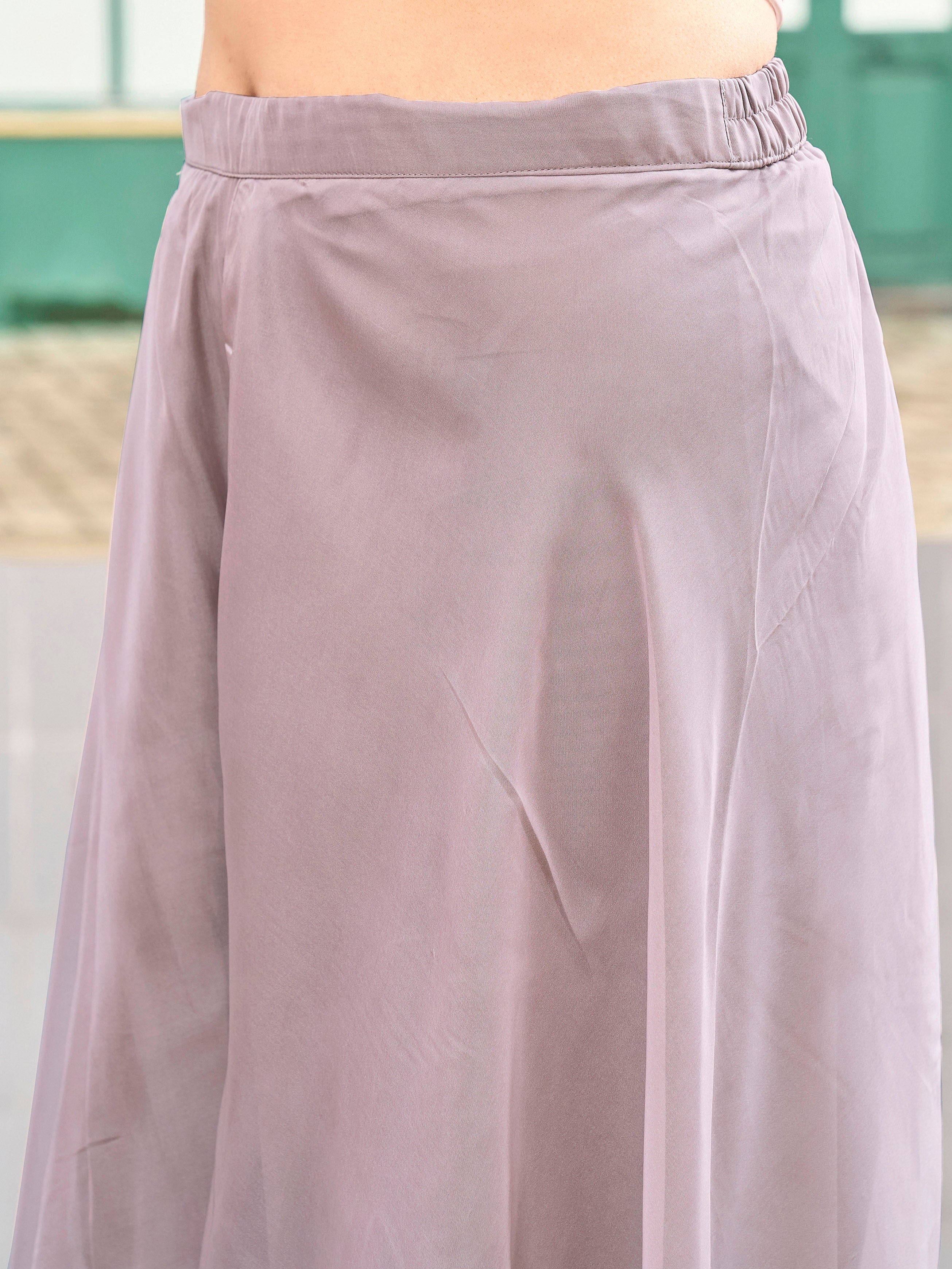 Still Grey color organza sequinns and thread embroidered Co-ords Set