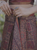 Ready to wear ajrak print art silk saree