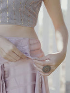 Ready to wear metallic pink saree with lycra blouse