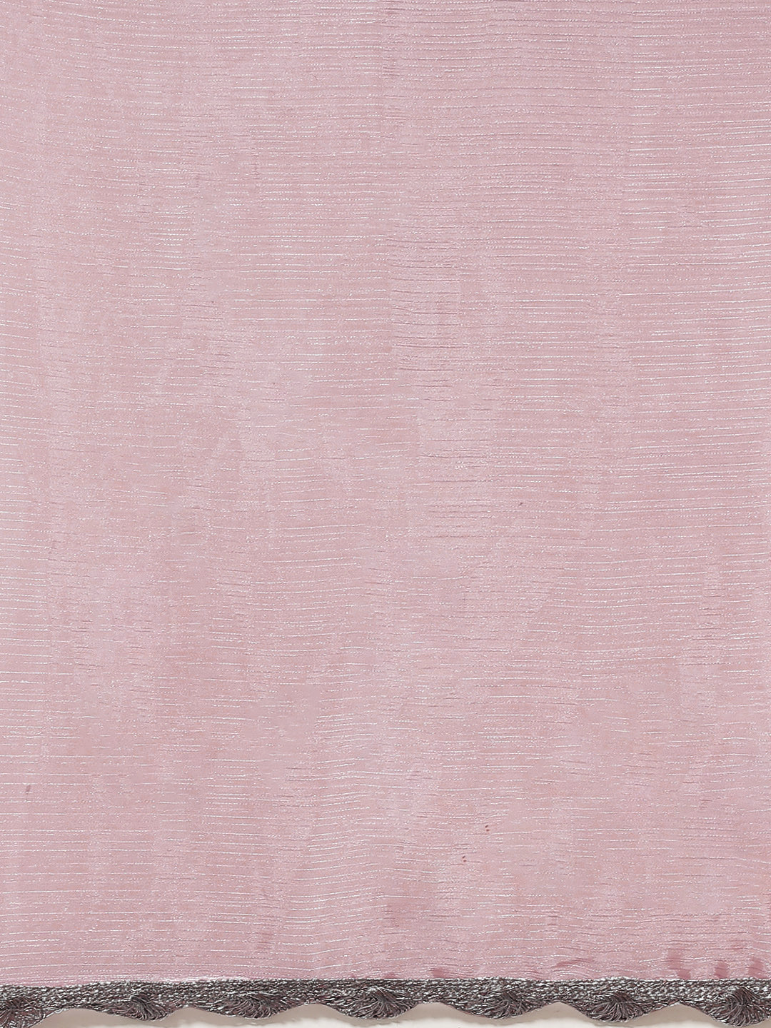 Pink Solid Saree with Silver lace