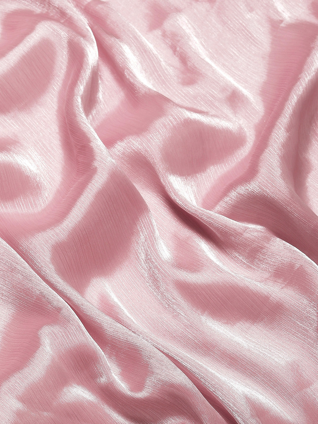 Pink Solid Saree with Silver lace